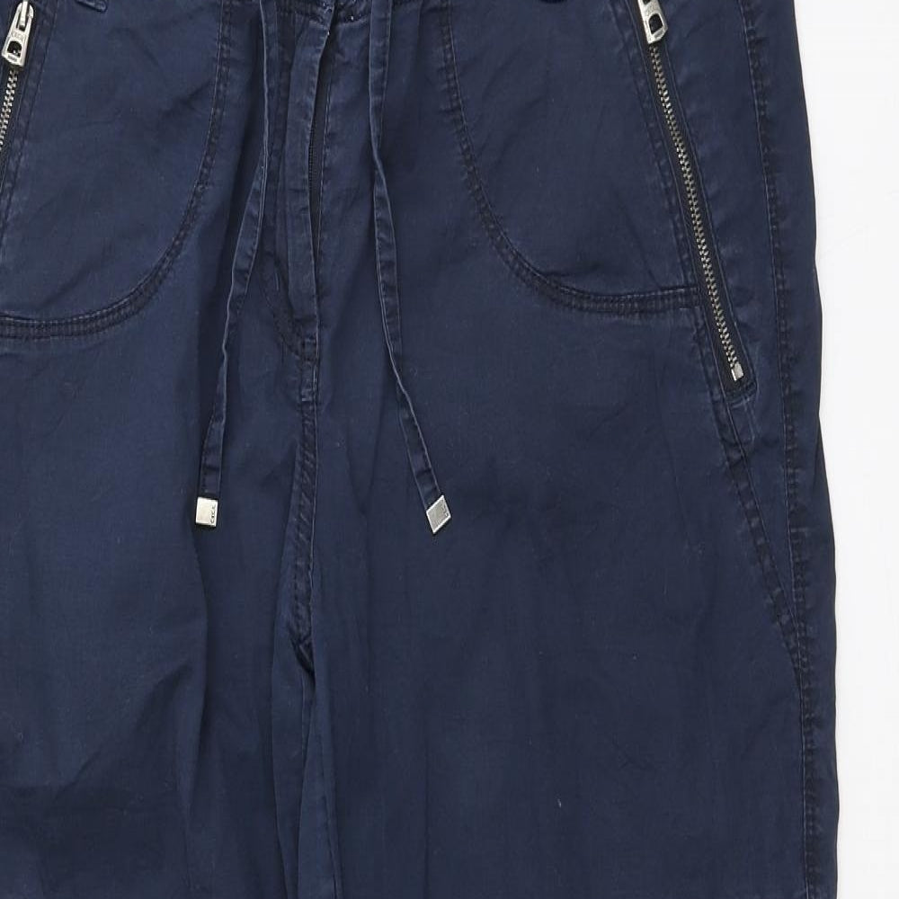 Cecil Womens Blue Cotton Cargo Trousers Size 32 in L27 in Regular Button