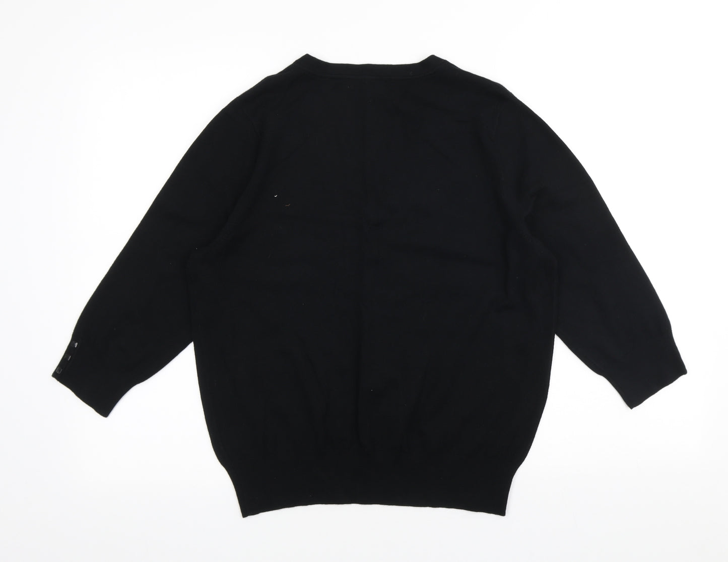 TU Womens Black V-Neck Viscose Pullover Jumper Size 16