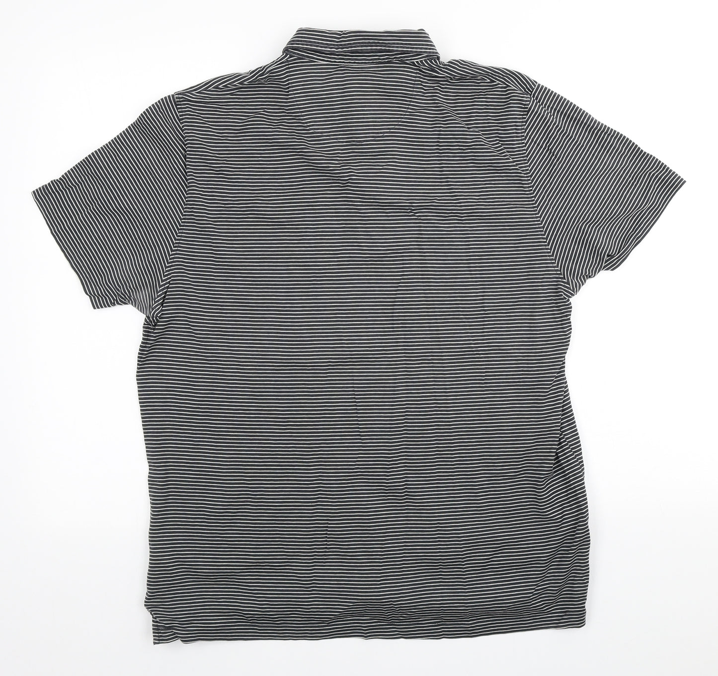 NEXT Mens Black Striped Cotton Polo Size L Collared