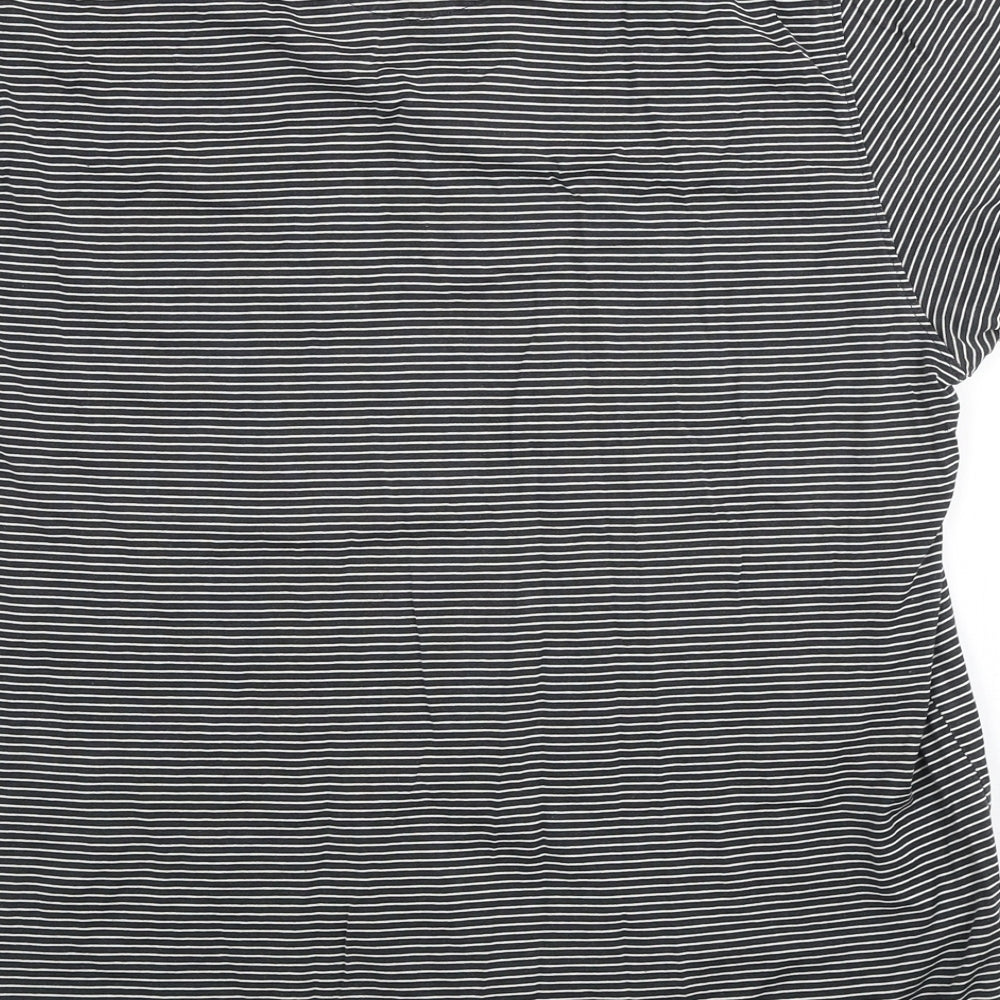 NEXT Mens Black Striped Cotton Polo Size L Collared