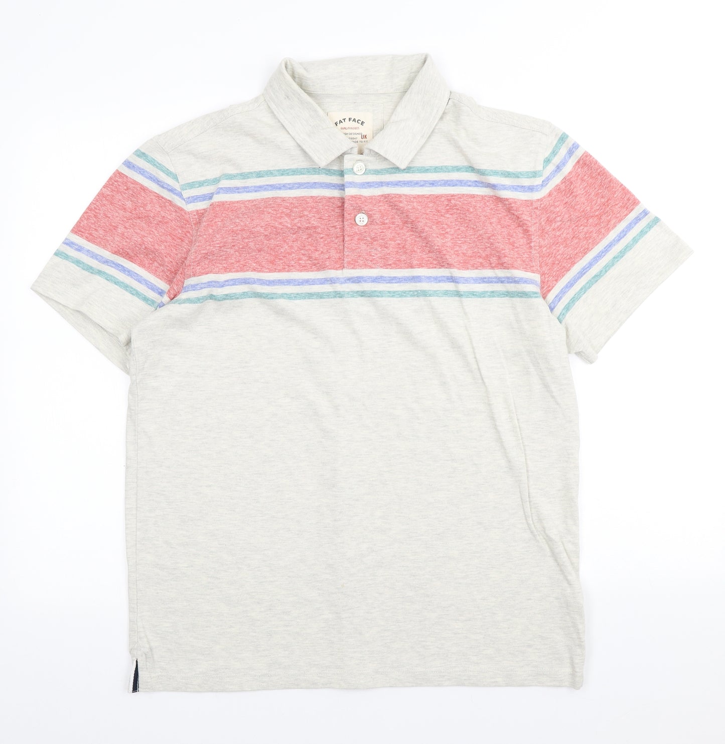 Fat Face Mens Multicoloured Striped Cotton Polo Size L Collared