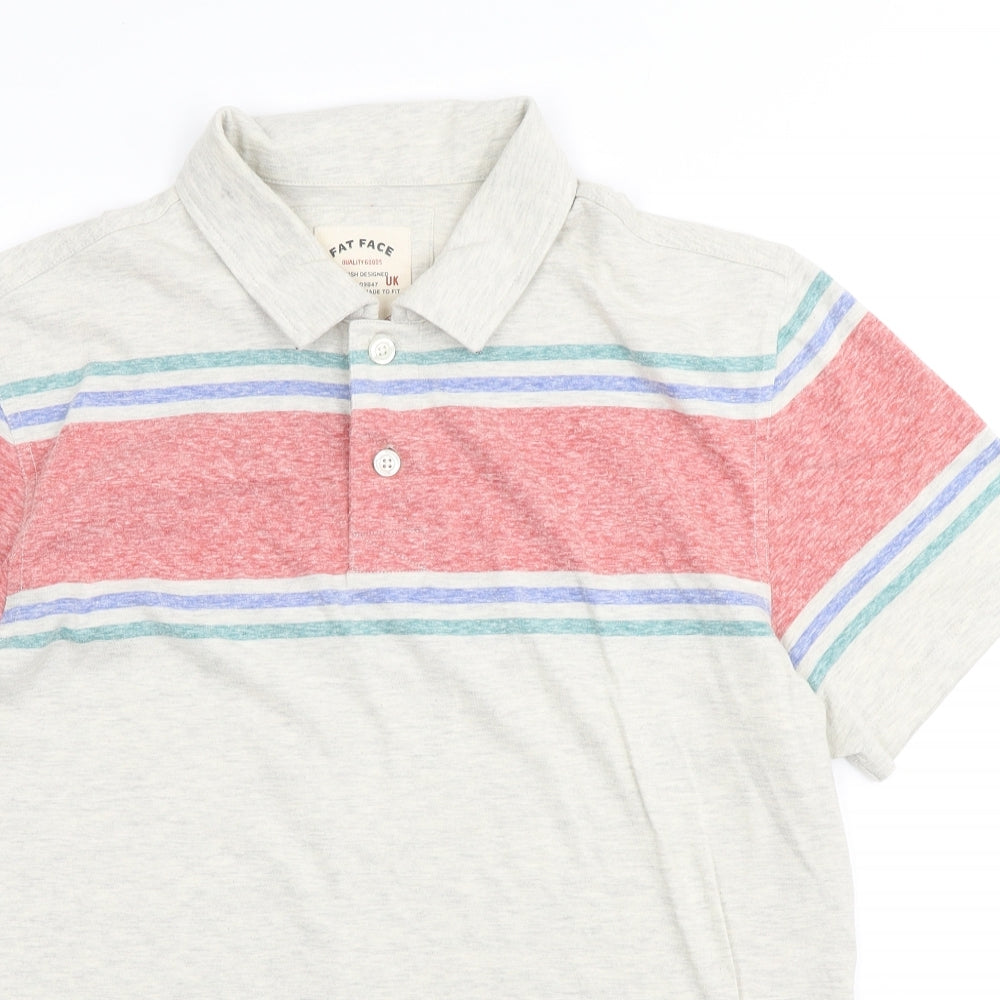 Fat Face Mens Multicoloured Striped Cotton Polo Size L Collared