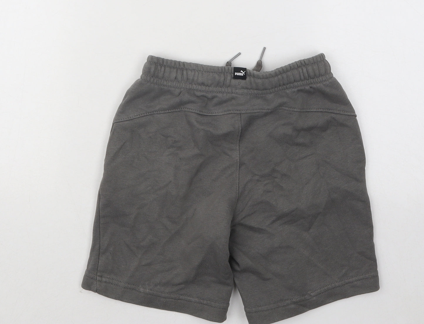 PUMA Boys Grey Polyester Sweat Shorts Size 5 Years Regular Drawstring