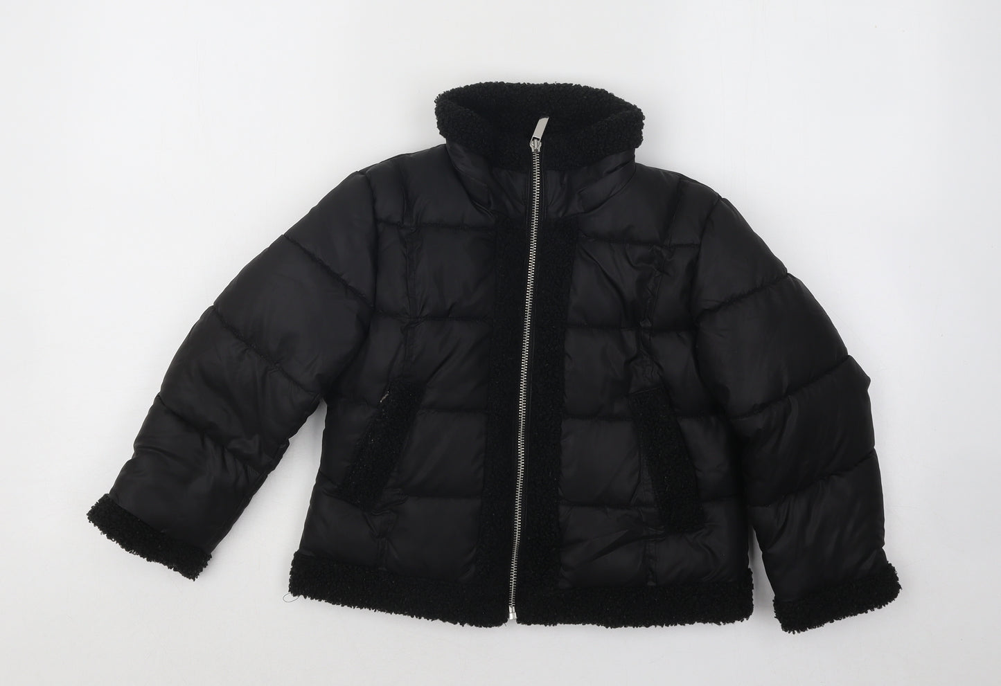 French Connection Boys Black Puffer Jacket Coat Size 5-6 Years Zip