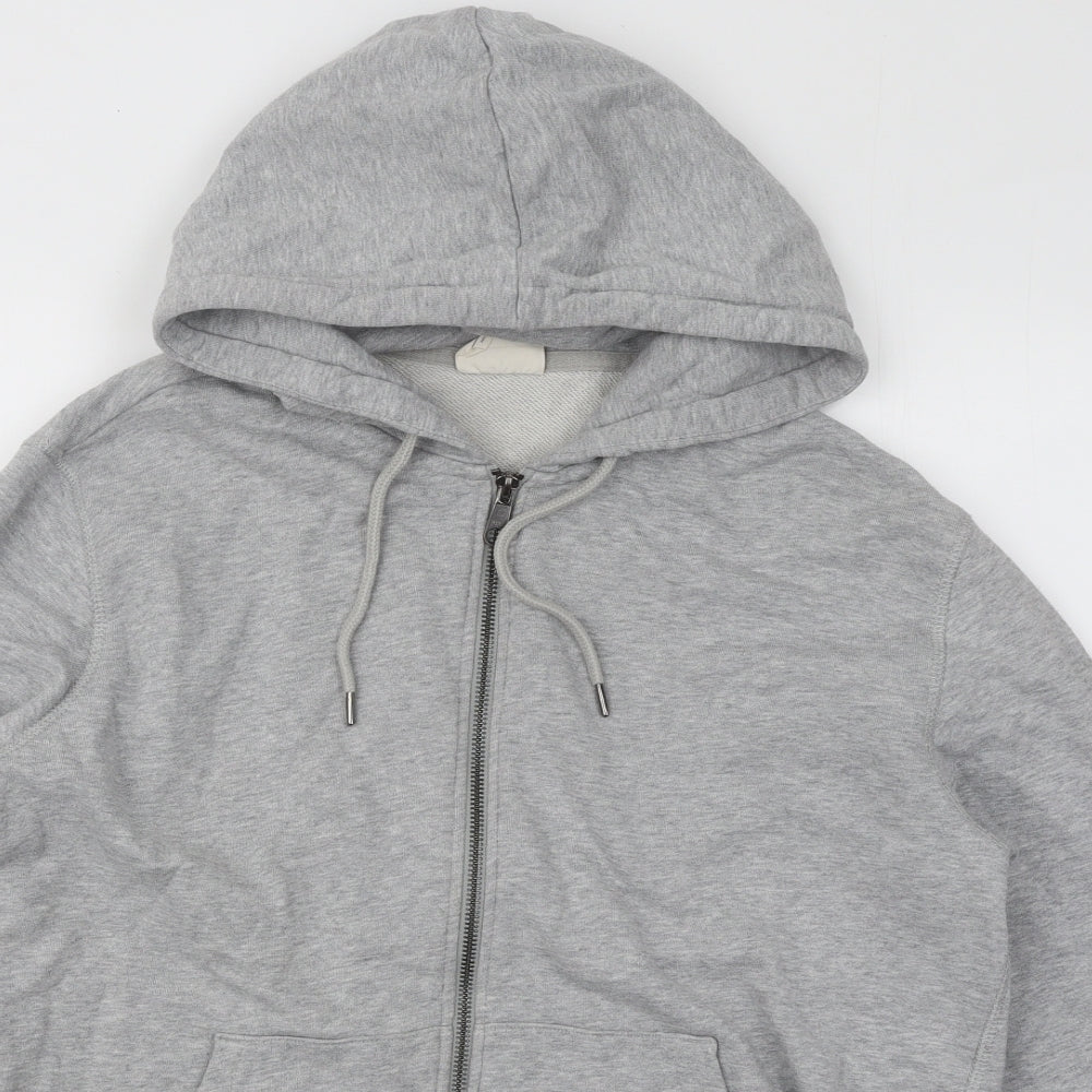 Marks and Spencer Mens Grey Cotton Full Zip Hoodie Size M