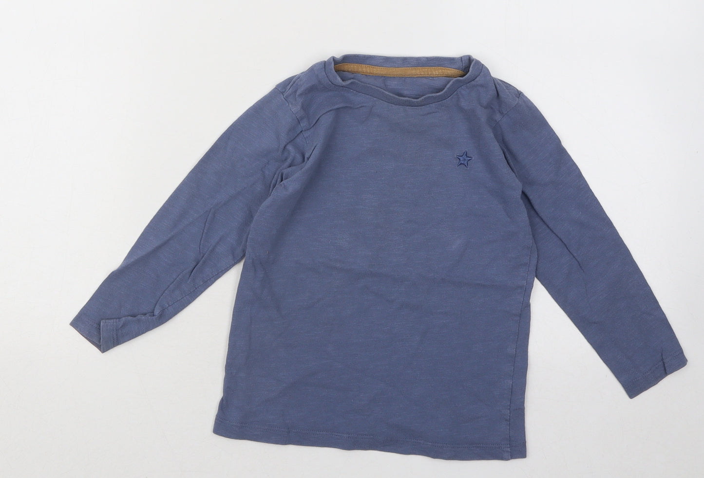 Dunnes Stores Boys Blue Cotton Basic T-Shirt Size 3-4 Years Round Neck Pullover - Star
