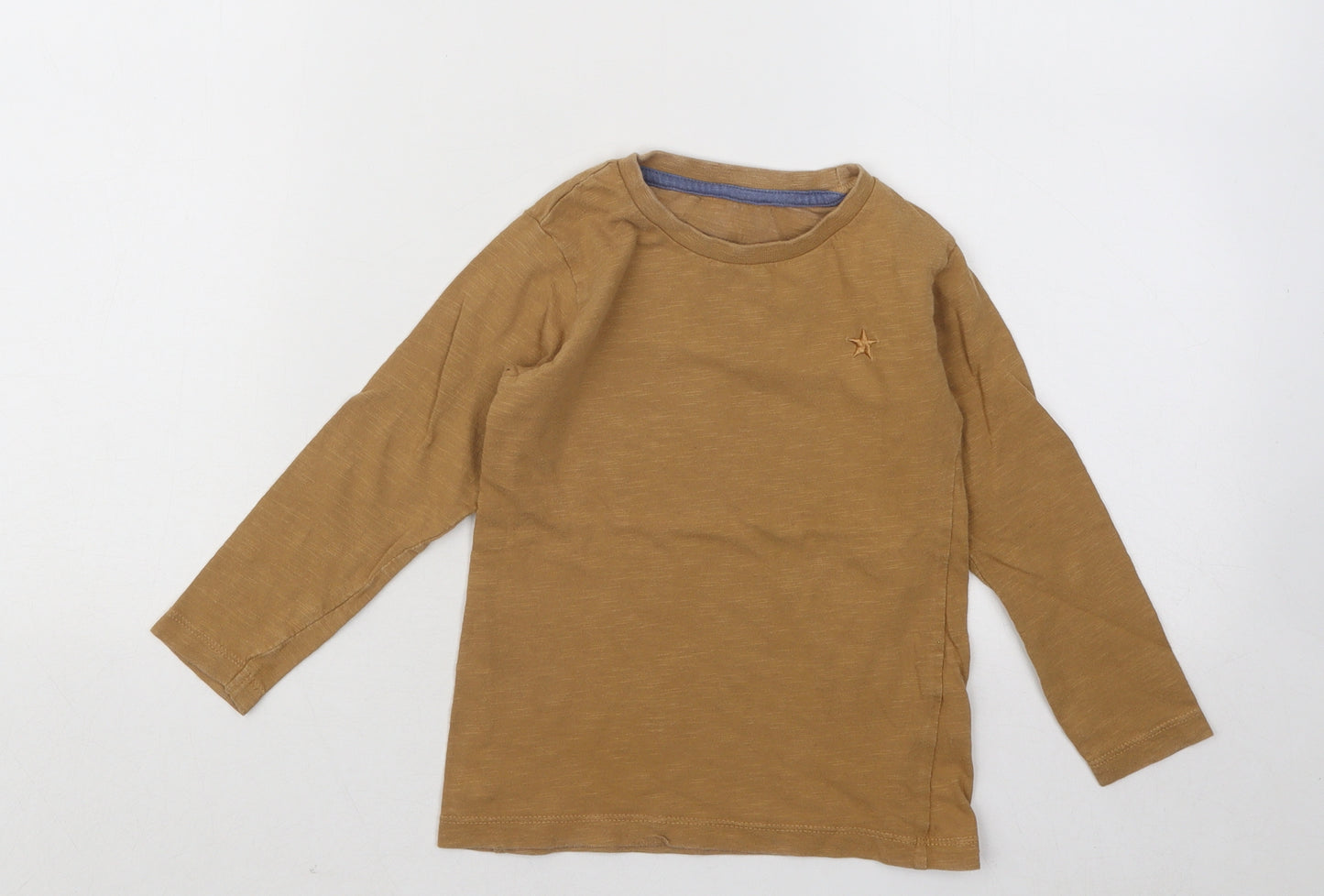 Dunnes Stores Boys Brown Vinyl Basic T-Shirt Size 3-4 Years Round Neck Pullover - Star