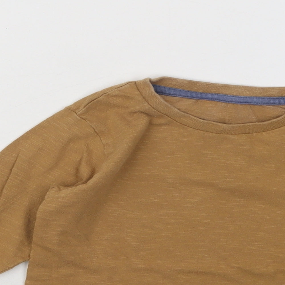 Dunnes Stores Boys Brown Vinyl Basic T-Shirt Size 3-4 Years Round Neck Pullover - Star