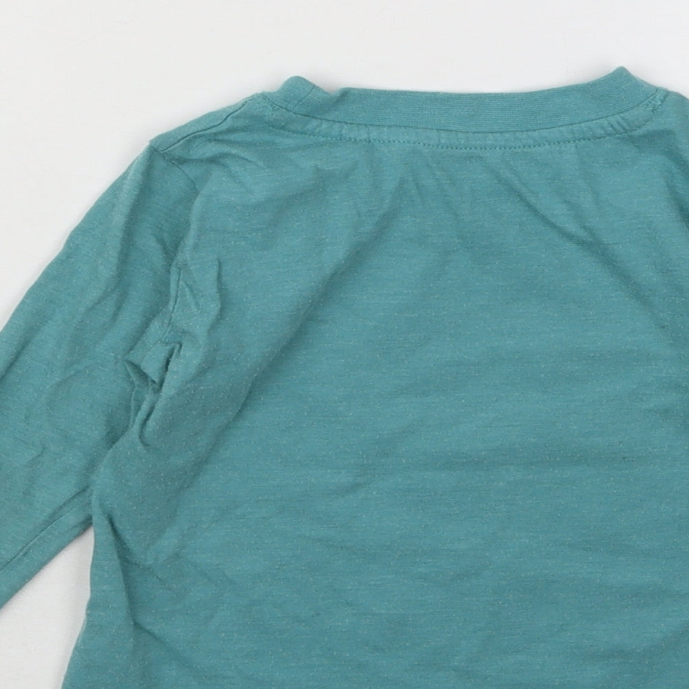 Dunnes Stores Boys Blue Cotton Basic T-Shirt Size 3-4 Years Round Neck Pullover - Space Adventure