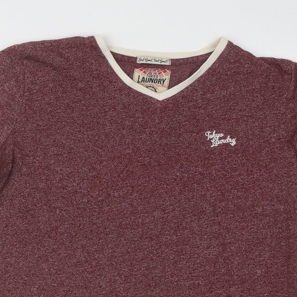 Tokyo Laundry Girls Red Cotton Basic T-Shirt Size 13 Years Round Neck Pullover