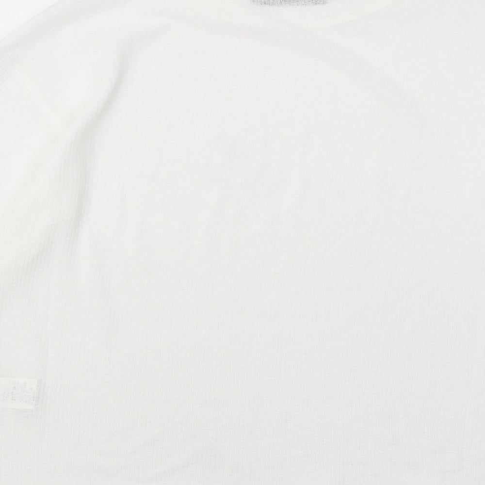 Dazy Womens White Polyester Basic T-Shirt Size S Round Neck