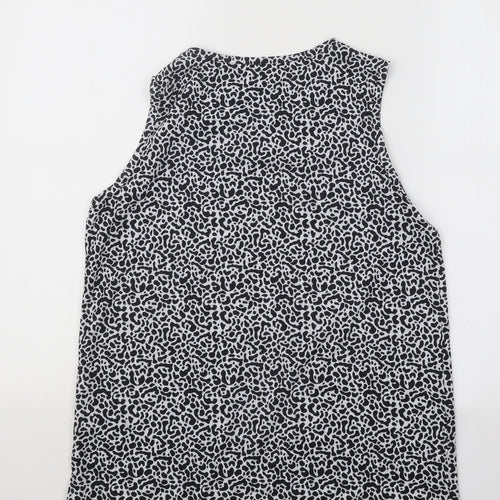 Marks and Spencer Womens Black Animal Print Polyester Basic Tank Size 10 Round Neck