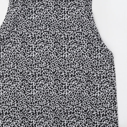 Marks and Spencer Womens Black Animal Print Polyester Basic Tank Size 10 Round Neck