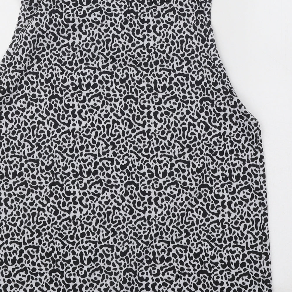 Marks and Spencer Womens Black Animal Print Polyester Basic Tank Size 10 Round Neck