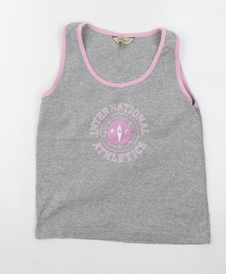 Atmosphere Womens Grey Cotton Basic Tank Size 14 Round Neck Pullover - International Athletics
