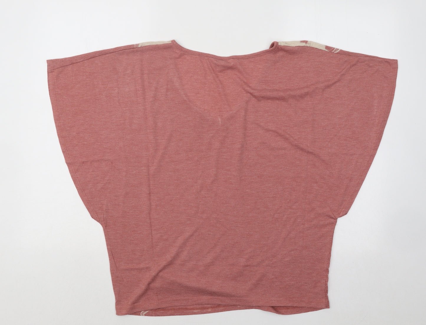 New Look Womens Red Cotton Basic T-Shirt Size 10 V-Neck - Butterflies
