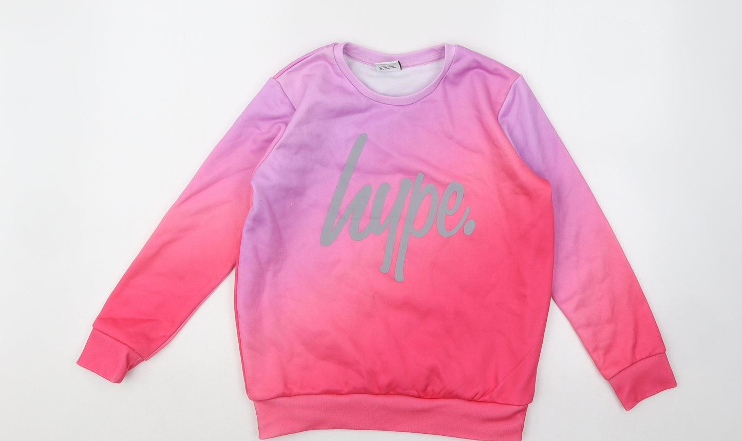 Hype Girls Purple Geometric Cotton Pullover Sweatshirt Size 11-12 Years Pullover