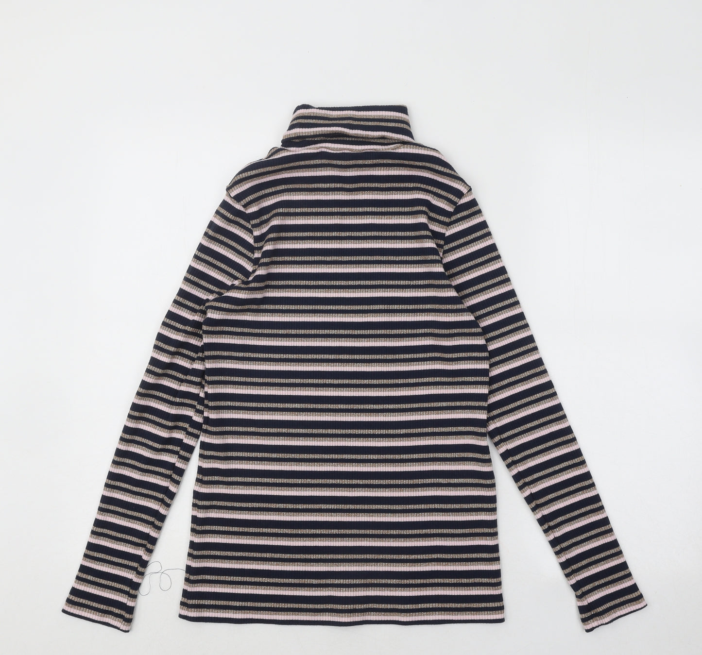 Marks and Spencer Womens Multicoloured Roll Neck Striped Polyester Pullover Jumper Size 14