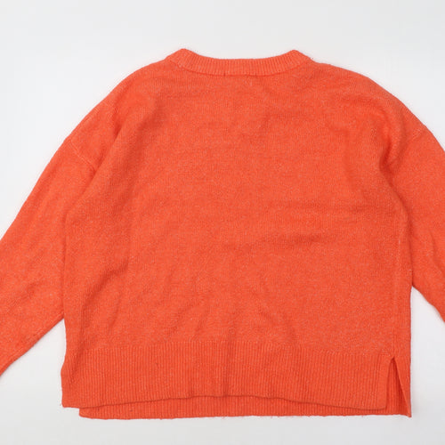 Dunnes Stores Womens Orange Round Neck Acrylic Pullover Jumper Size L