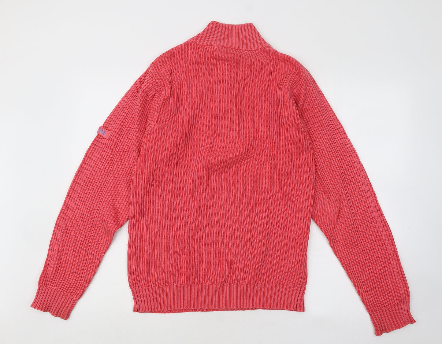 McGregor Womens Pink Mock Neck Striped Cotton Pullover Jumper Size S - Ribbed