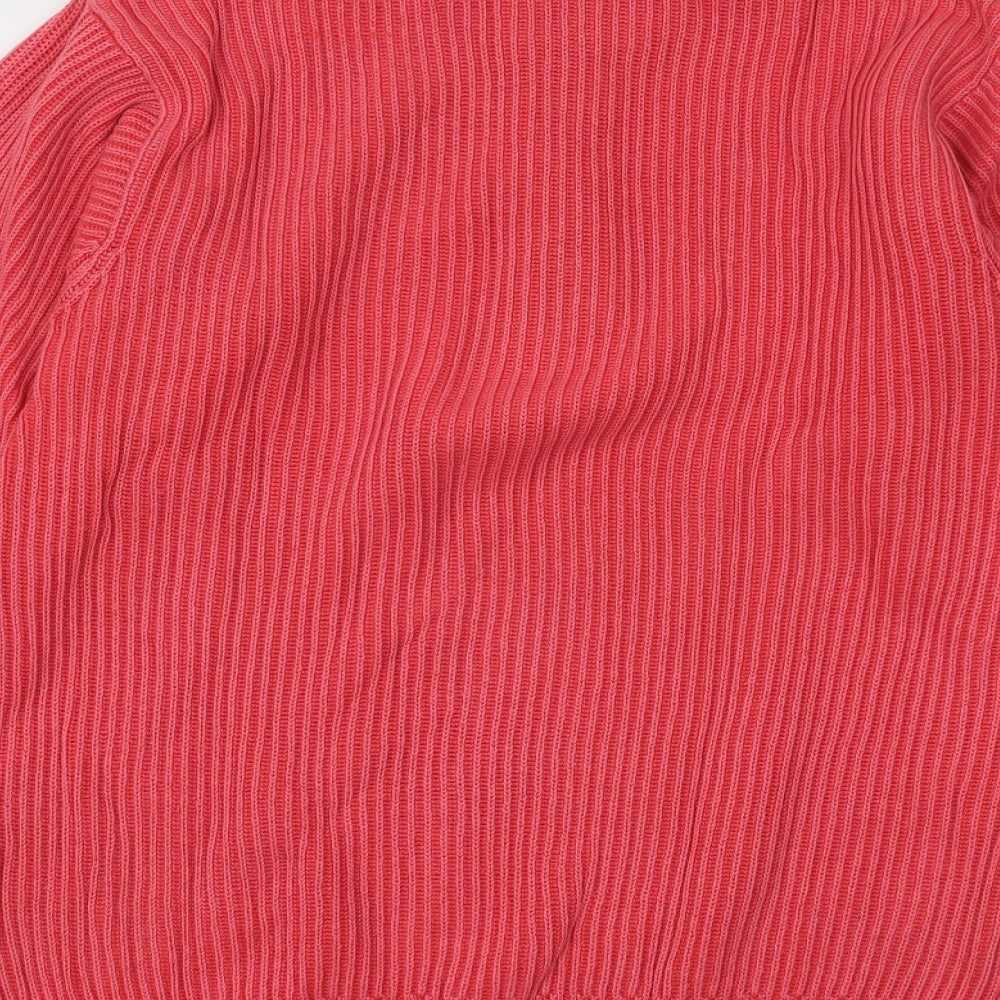 McGregor Womens Pink Mock Neck Striped Cotton Pullover Jumper Size S - Ribbed