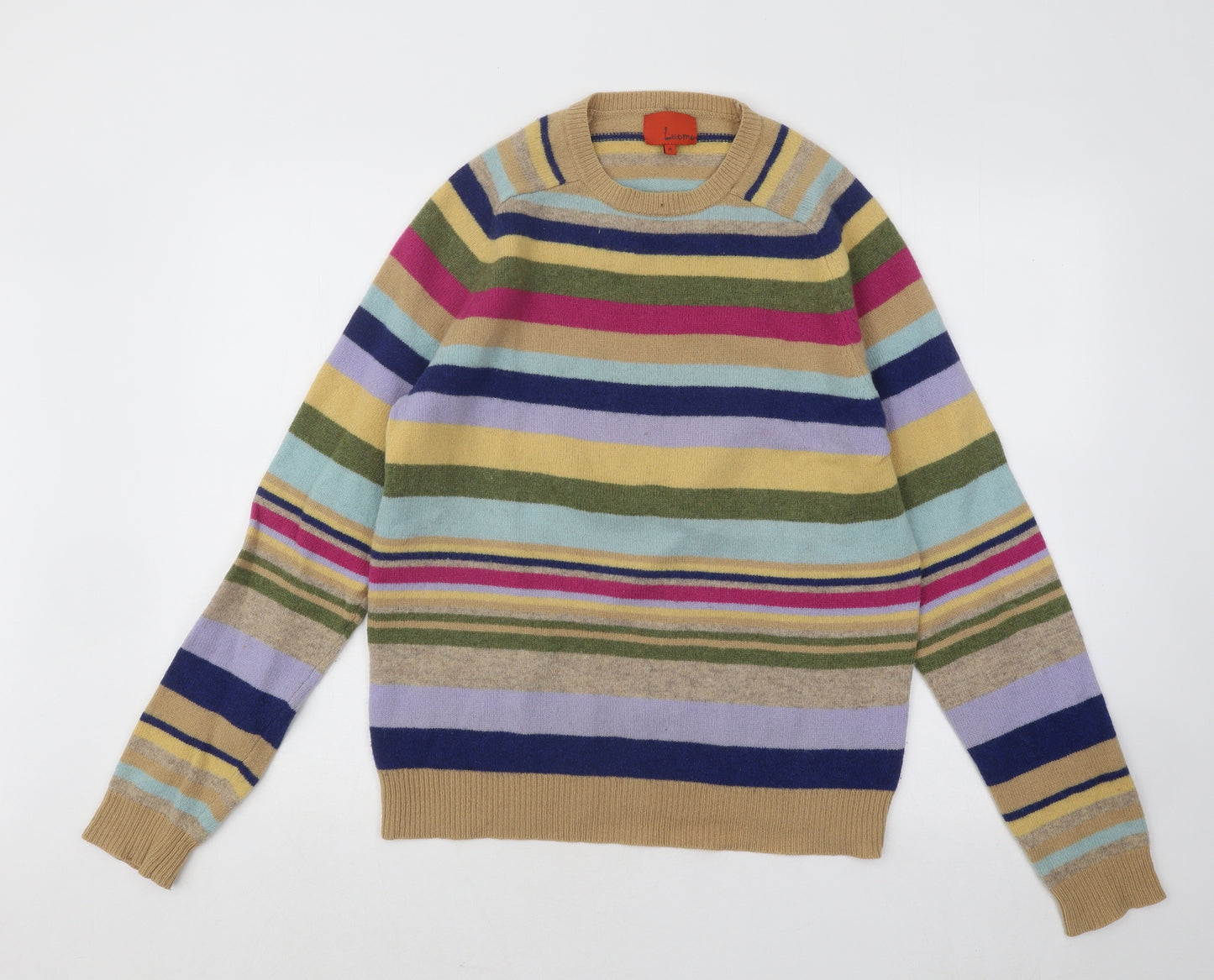 Luomo Womens Multicoloured Round Neck Striped Wool Pullover Jumper Size M