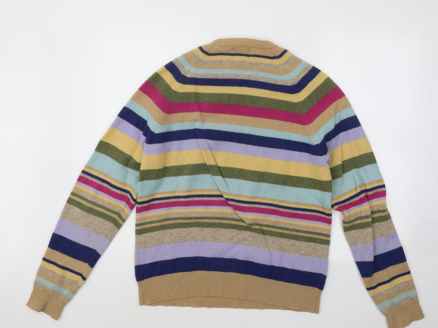 Luomo Womens Multicoloured Round Neck Striped Wool Pullover Jumper Size M