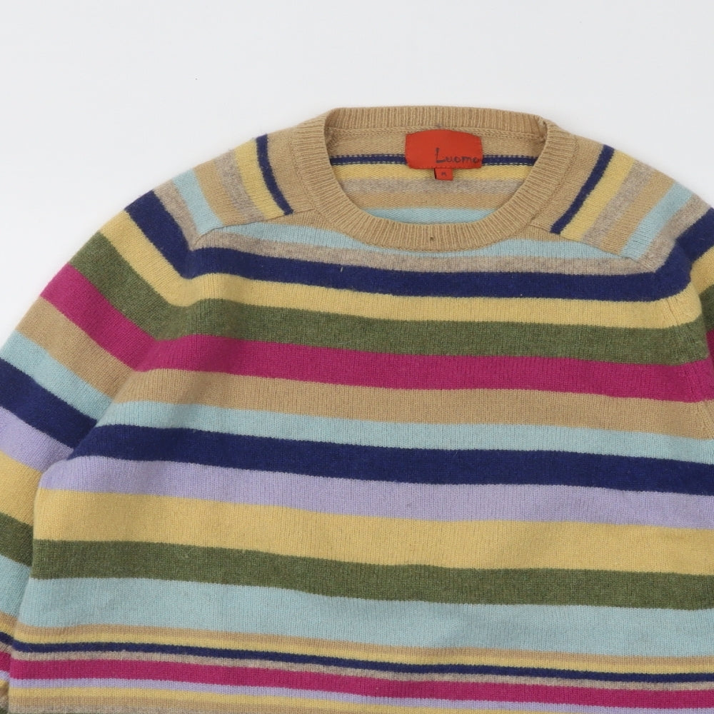 Luomo Womens Multicoloured Round Neck Striped Wool Pullover Jumper Size M