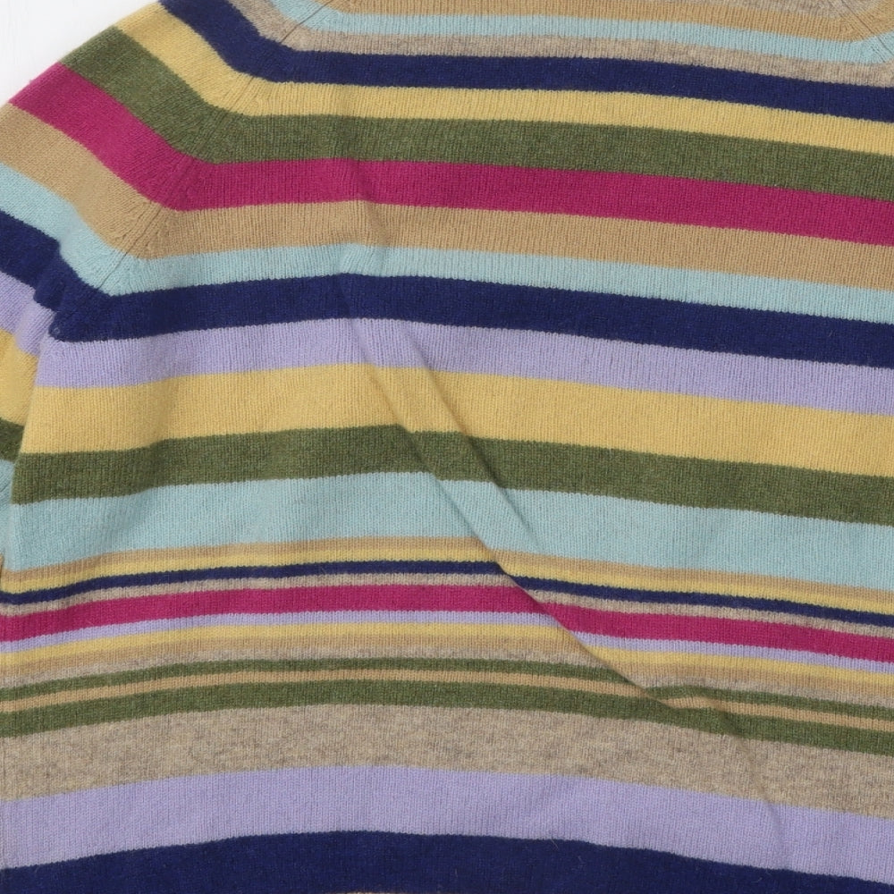 Luomo Womens Multicoloured Round Neck Striped Wool Pullover Jumper Size M