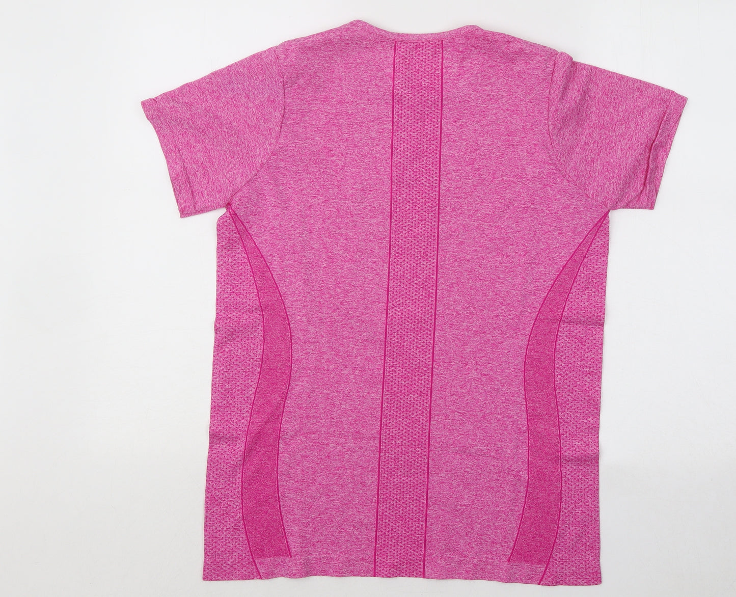Dunnes Stores Womens Pink Geometric Polyester Basic T-Shirt Size L Round Neck Pullover