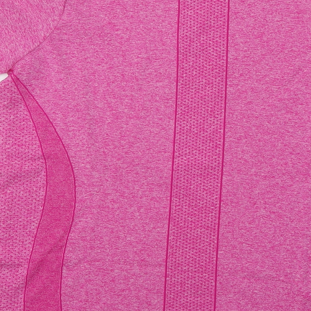 Dunnes Stores Womens Pink Geometric Polyester Basic T-Shirt Size L Round Neck Pullover