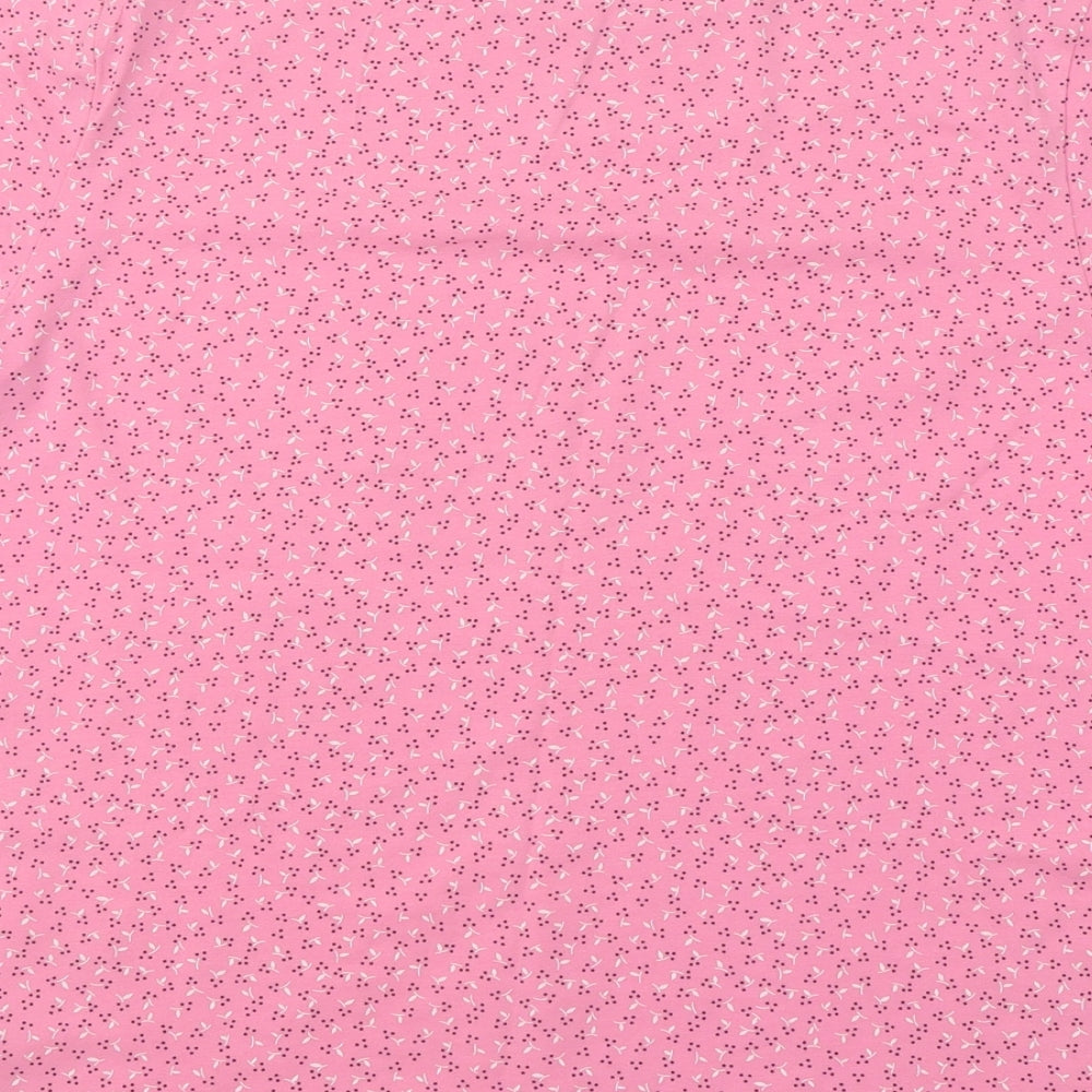 Marks and Spencer Womens Pink Geometric Cotton Basic T-Shirt Size 14 Round Neck
