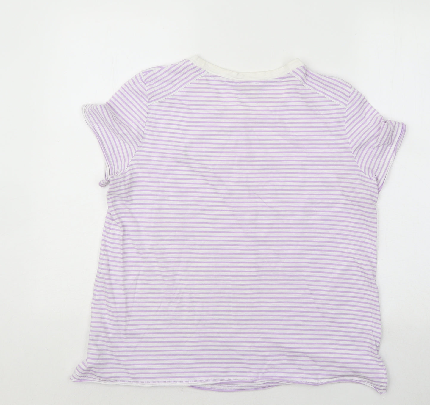 espirit Womens Purple Striped Cotton Basic T-Shirt Size L Round Neck - Eiffel Tower