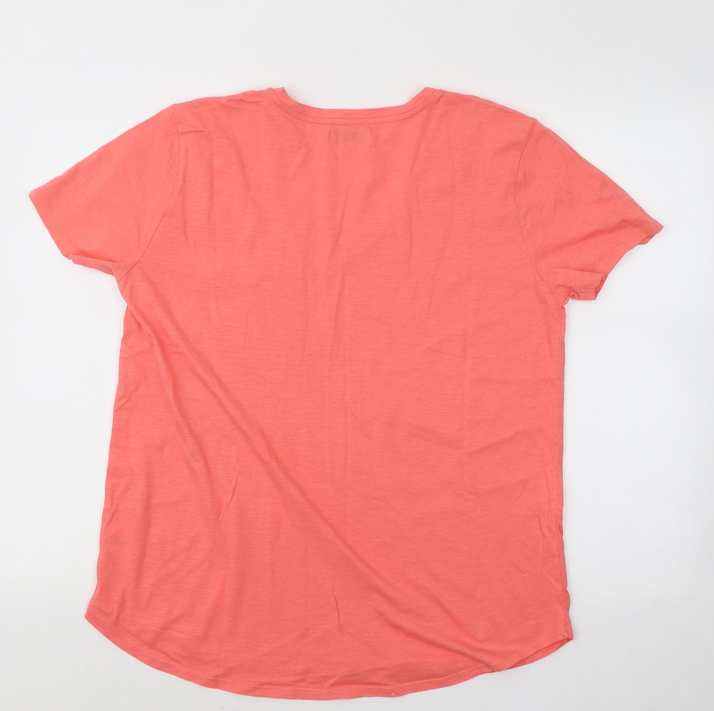 Papaya Womens Orange Cotton Basic T-Shirt Size 14 V-Neck