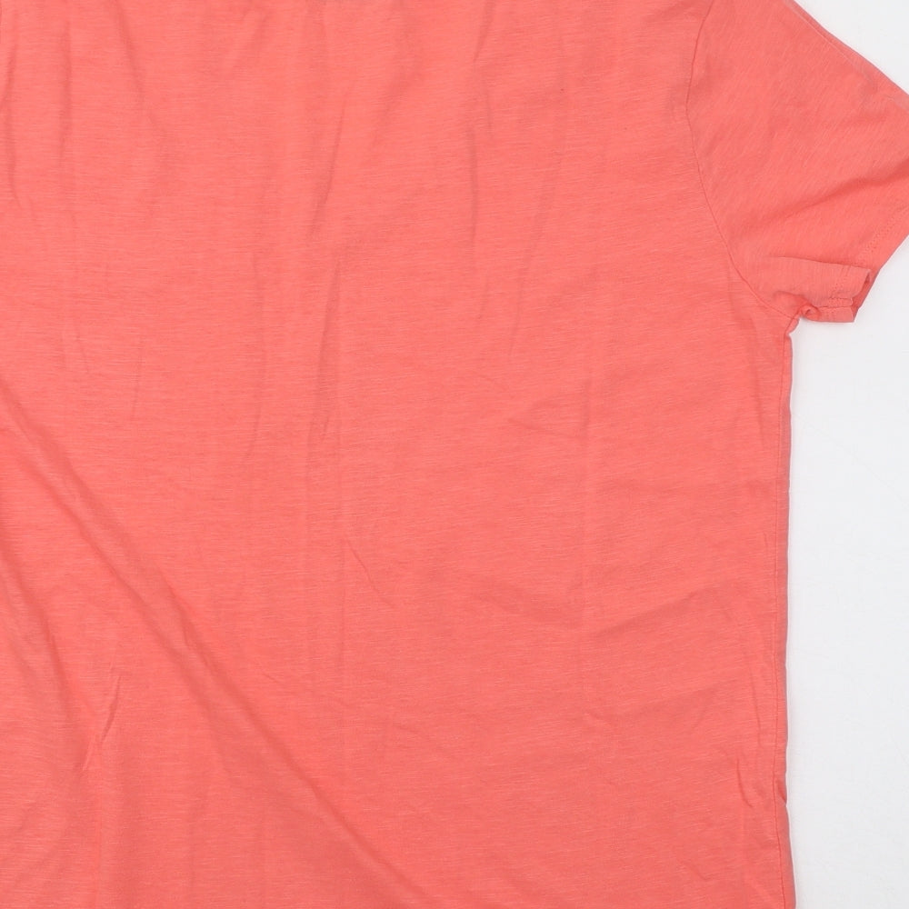 Papaya Womens Orange Cotton Basic T-Shirt Size 14 V-Neck