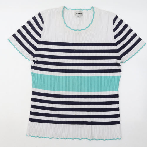Gerard Womens Multicoloured Round Neck Striped Viscose Pullover Jumper Size L