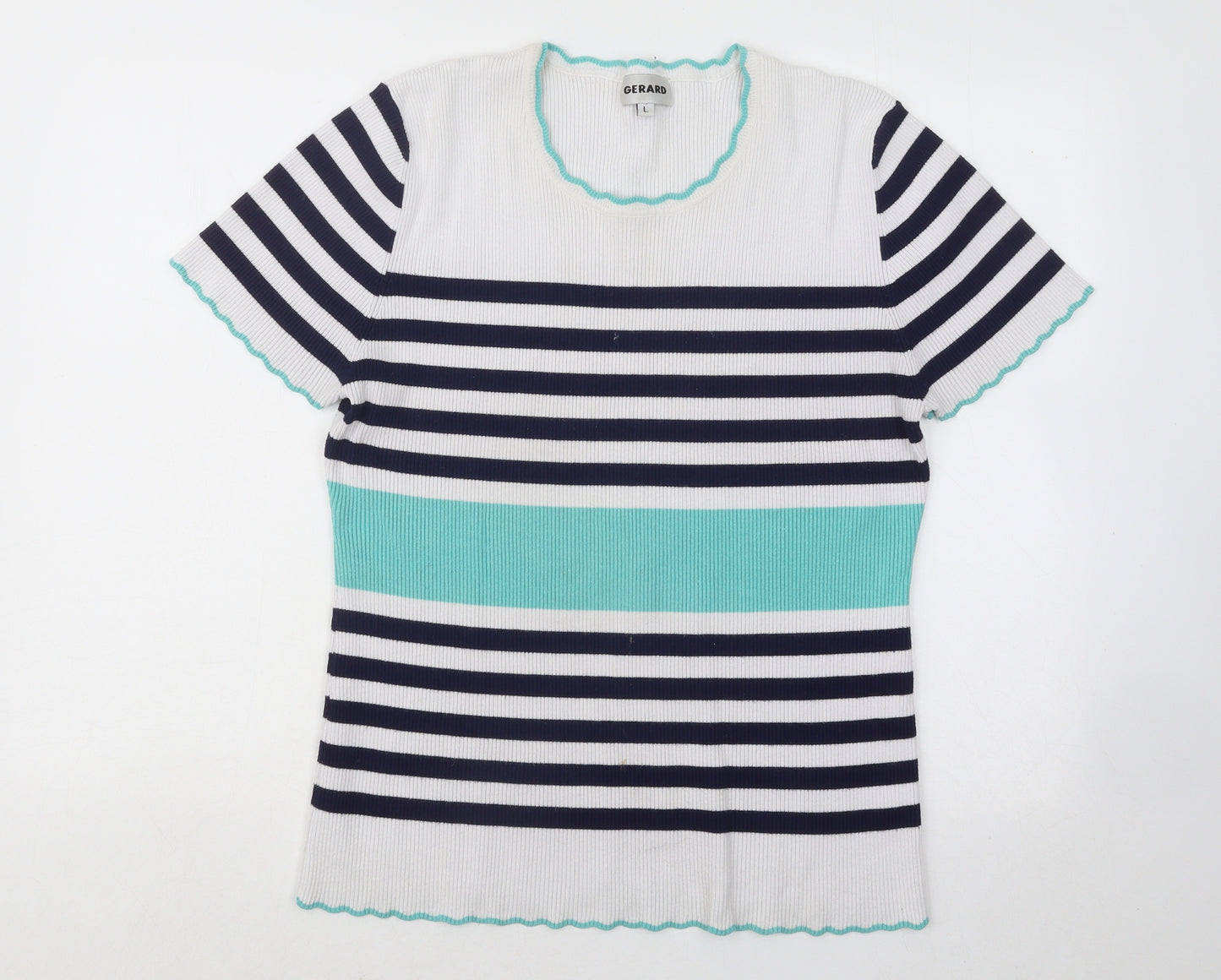 Gerard Womens Multicoloured Round Neck Striped Viscose Pullover Jumper Size L