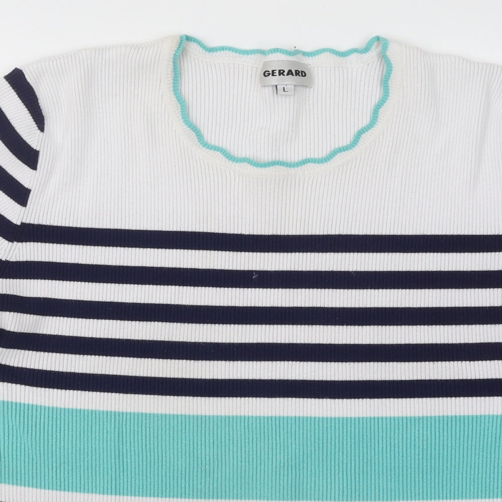 Gerard Womens Multicoloured Round Neck Striped Viscose Pullover Jumper Size L