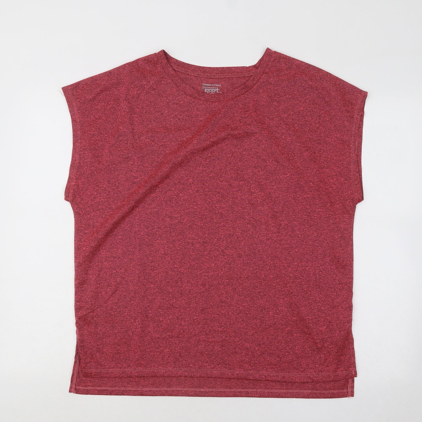 Dunnes Stores Womens Red Geometric Polyester Basic T-Shirt Size M Round Neck Pullover