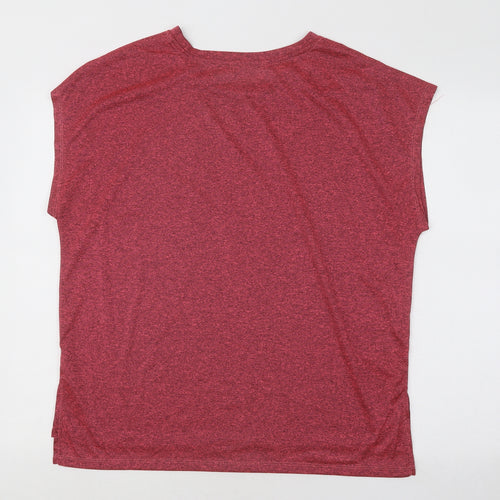 Dunnes Stores Womens Red Geometric Polyester Basic T-Shirt Size M Round Neck Pullover