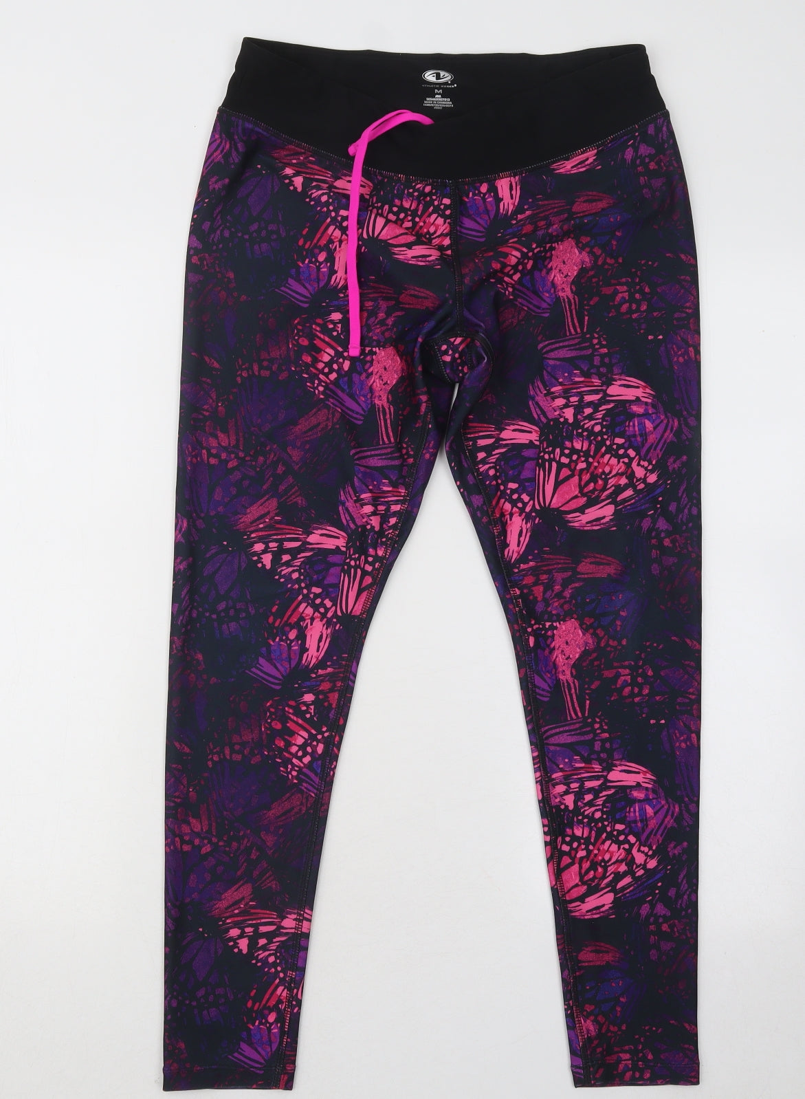 George Womens Pink Gingham Polyester Compression Leggings Size 12 L25 in Regular Drawstring