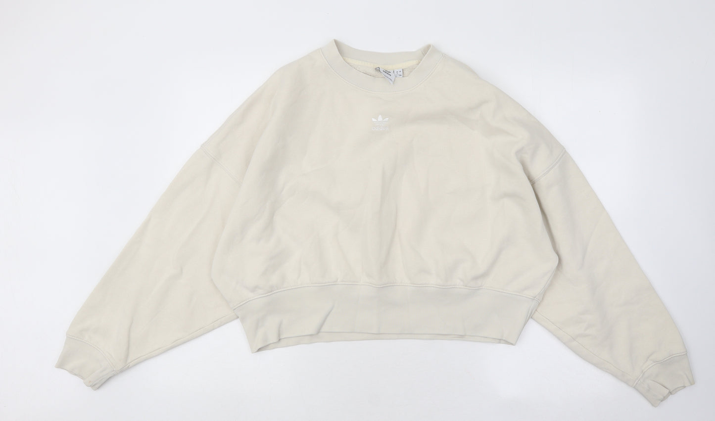 adidas Womens Beige Cotton Pullover Sweatshirt Size 8 Pullover