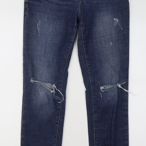 NEXT Womens Blue Cotton Straight Jeans Size 8 L28 in Regular Zip