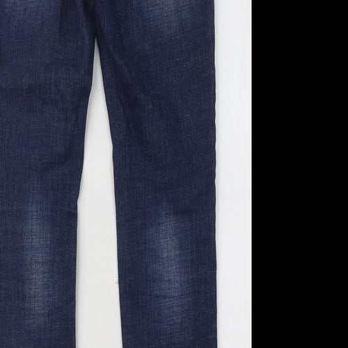 NEXT Womens Blue Cotton Straight Jeans Size 8 L28 in Regular Zip