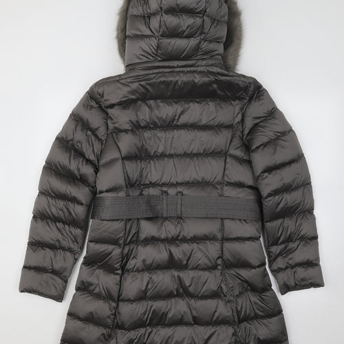 Marks and Spencer Womens Grey Parka Coat Size 14 Zip