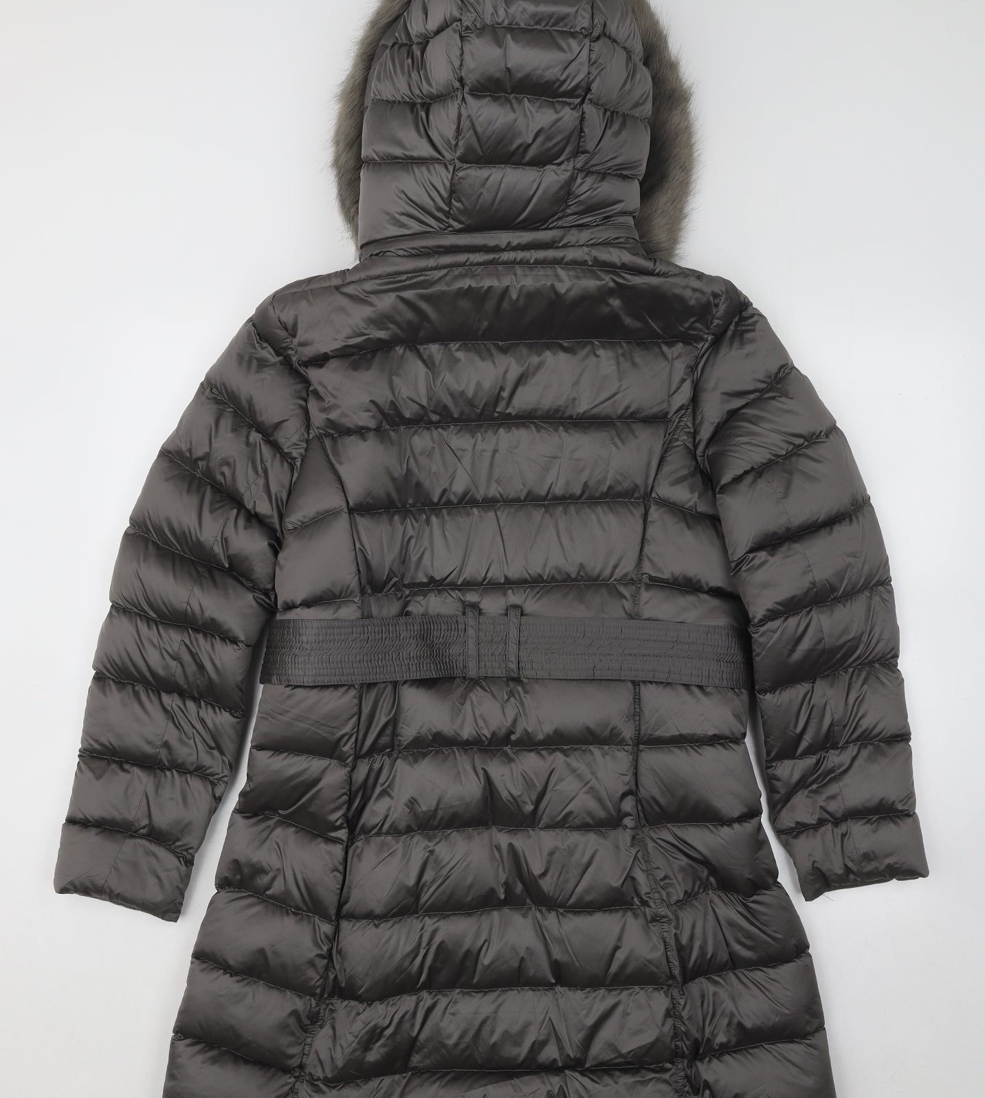 Marks and Spencer Womens Grey Parka Coat Size 14 Zip