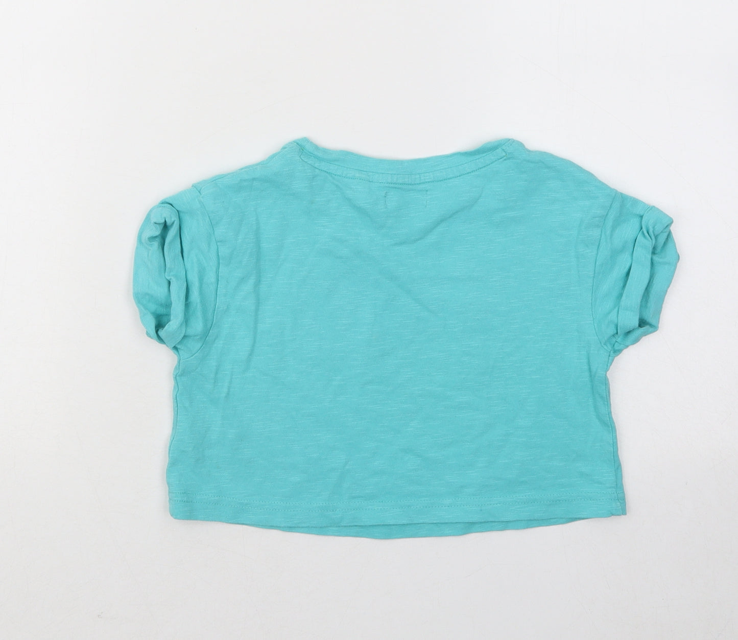 NEXT Girls Blue Cotton Basic T-Shirt Size 4 Years Round Neck Pullover - California State