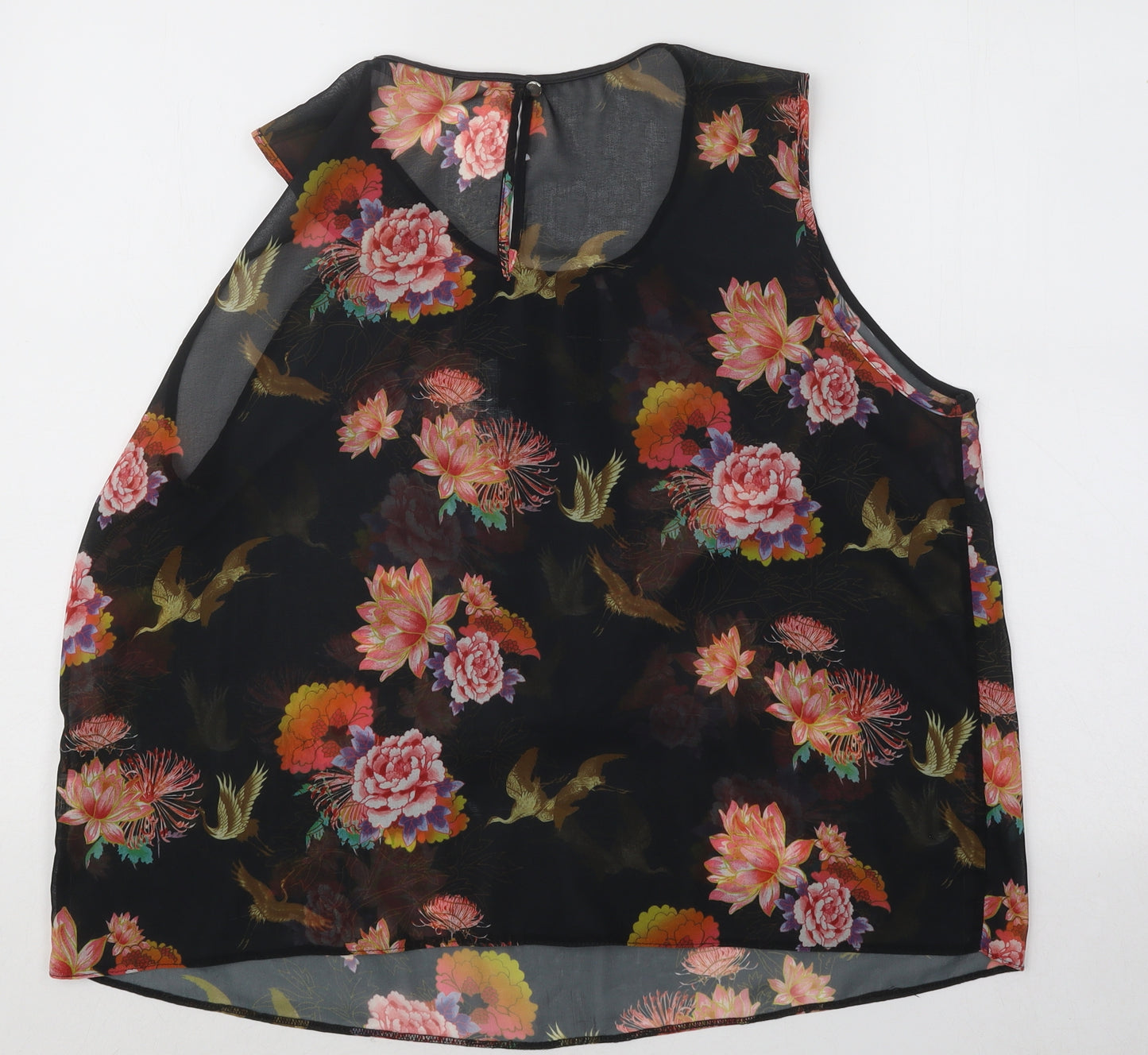 Atmosphere Womens Black Floral Polyester Basic Blouse Size 16 Round Neck