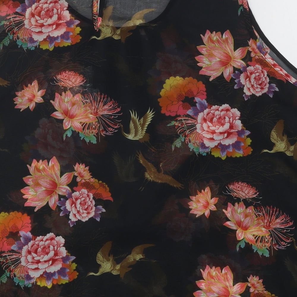 Atmosphere Womens Black Floral Polyester Basic Blouse Size 16 Round Neck