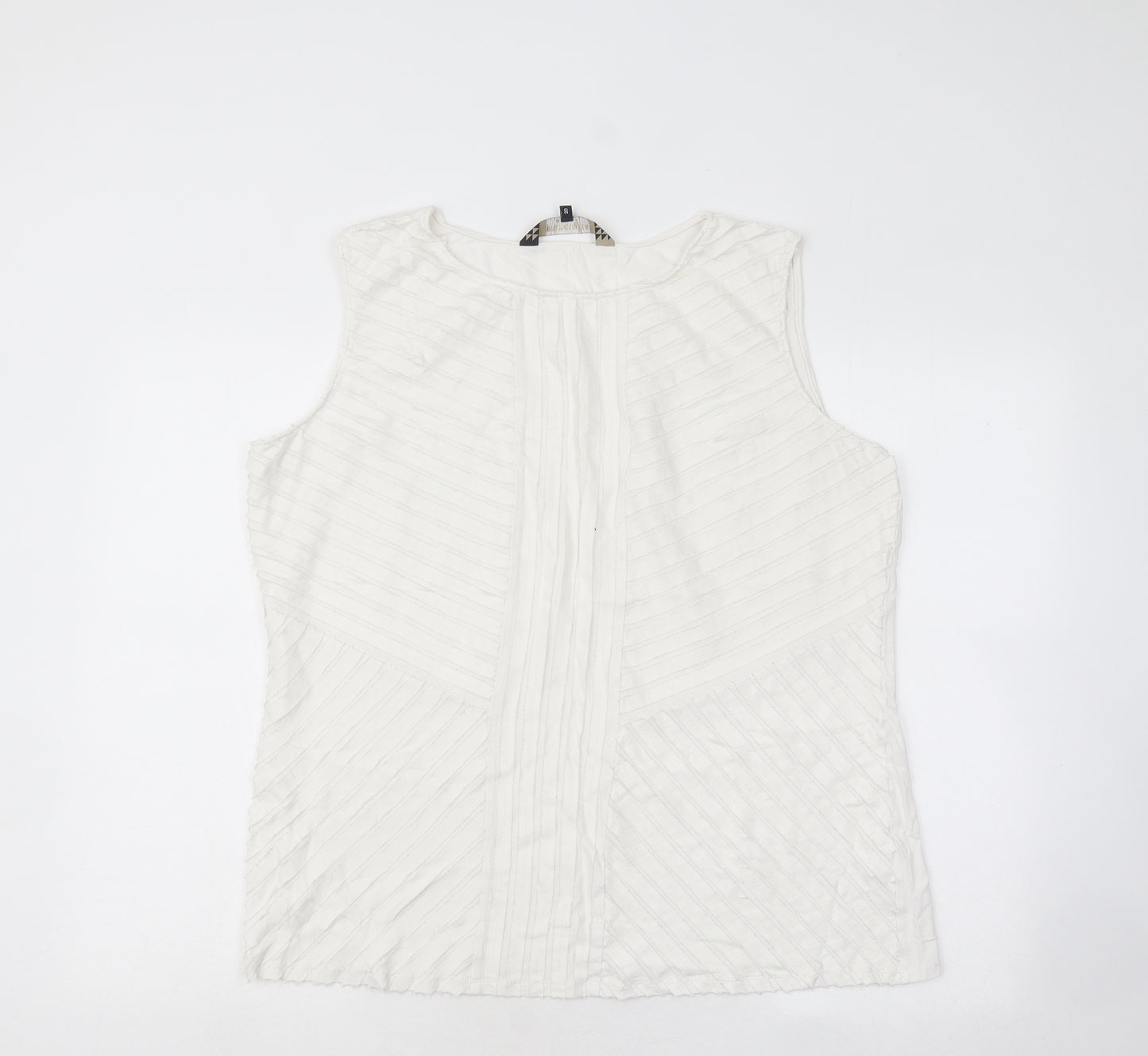 Principles Womens White Striped Viscose Basic Tank Size 20 Round Neck